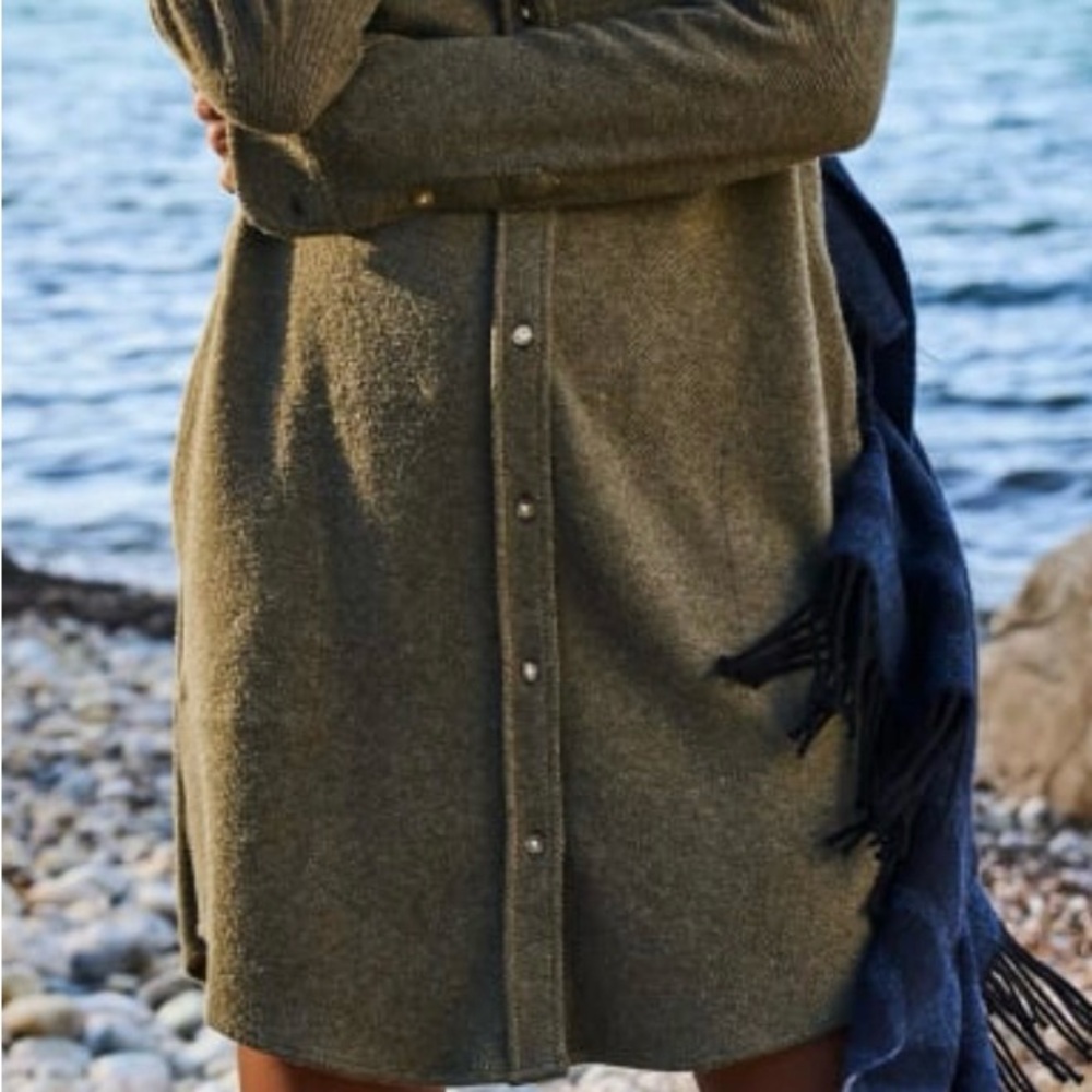Faherty Olive Long Sleeve Dress